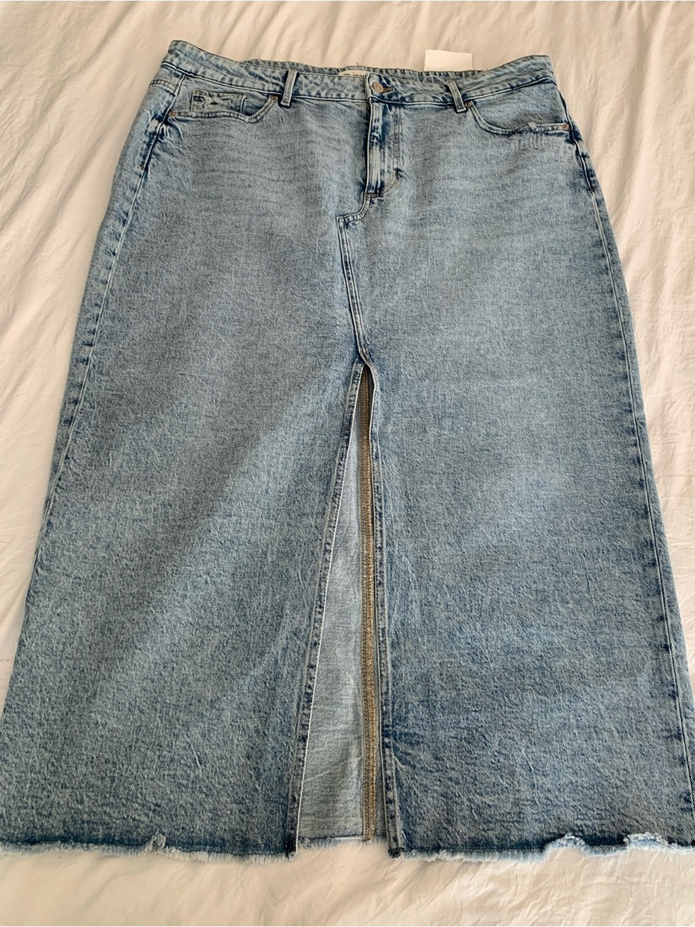 Maurices Light Blue Denim Long Skirt with Front Slit 20W Jean Preppy Modest